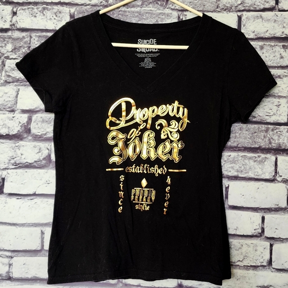 Licensed Black & Gold Harley Quinn T-shirt - M - Picture 1 of 5
